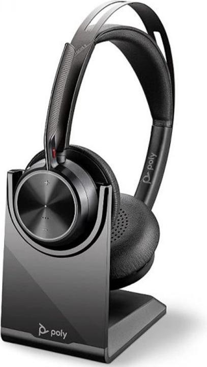 Actual product image Poly Voyager Focus 2 MS Teams Wireless Headset, Bluetooth, USB-C/A Adapter, Charging stand, Black (Wireless, USB-A)