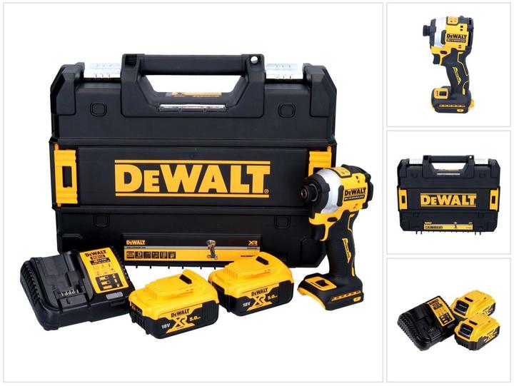 DeWalt DCF 850 P2 Akku Schlagschrauber 18 V 205 Nm 1/4" Brushless + 2x Akku 5,0 Ah + Ladegerät + TST (Akkubetrieb)