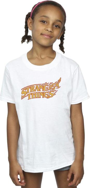 Actual product image Netflix Girls Stranger Things Logo Breaking Cotton T-Shirt (152, 158)