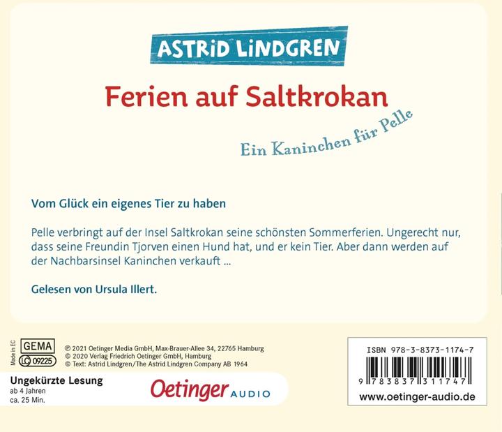 Produktbild Ferien auf Saltkrokan. Ein Kaninchen für Pelle (Astrid Lindgren, Maria Nilsson Thore, Ursula Illert, Frank Gustavus, Deutsch)