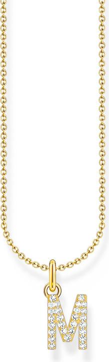 Produktbild Thomas Sabo Kette mit Buchstaben-Anhänger M vergoldet (750 Gelbgold Vergoldung, 925 Sterlingsilber, 38 - 45 cm)