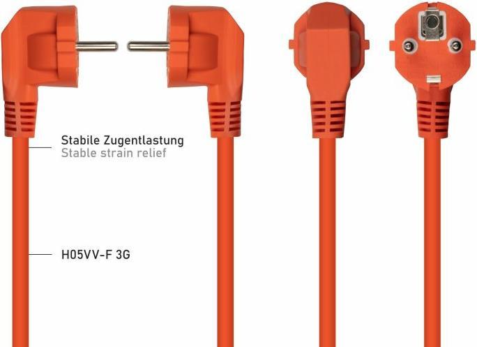 Immagine prodotto Kabelmeister Cavo di rete con contatto di terra tipo E+F (filettatura a 90°) per presa IEC C13, arancione, 1 (10 m)
