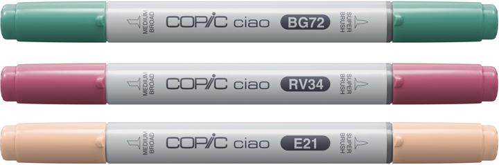 Actual product image Copic CIAO - Brand (BG-72 Ice Ocean, E-21 Soft Sun, RV-34 Dark Pink, 6 mm, 3 x)