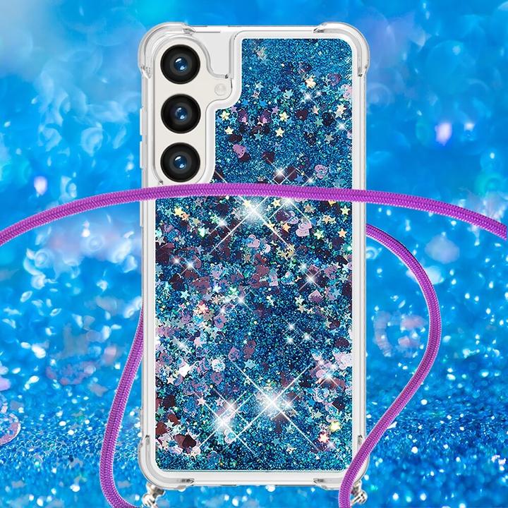 Immagine prodotto Cover-Discount Copertina glitterata con cordino blu (Samsung Galaxy S24+)