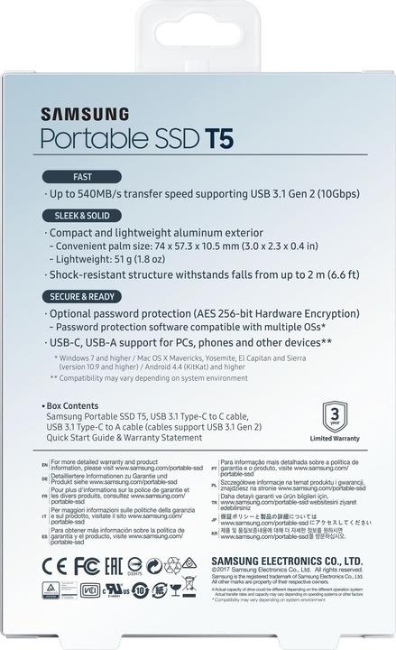 Immagine prodotto Samsung T5 portatile (500 GB)