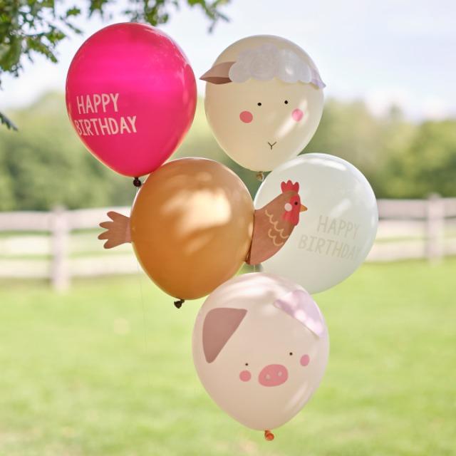 Produktbild Ginger Ray Ballons d'anniversaire "Animaux de la ferme" (5 x)