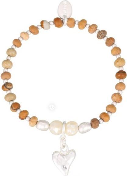 Actual product image Andreani Armband aus echtem Rotem Jaspis mit Herzanhänger von (19 cm)