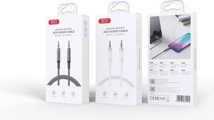 Actual product image xO cable audio NB-R279C jack 3,5mm - jack 3,5mm 1,0m black (1 m, 3.5mm jack (AUX))