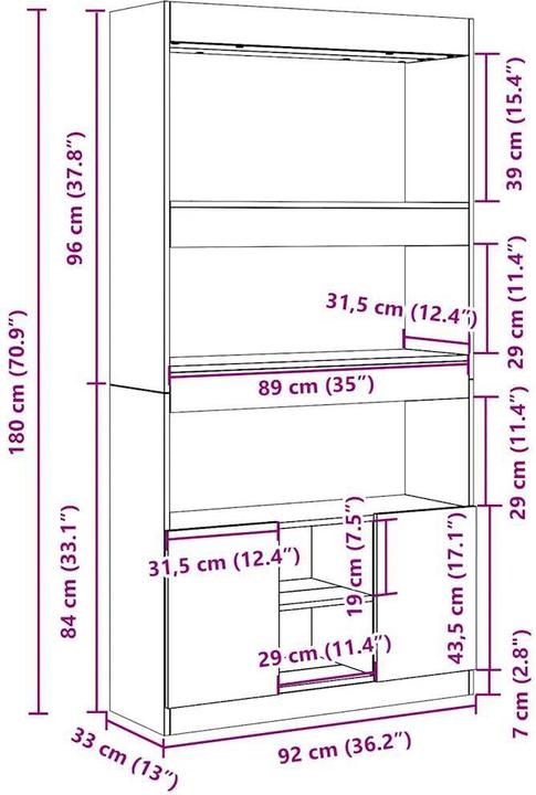 Immagine prodotto VidaXL Louiza (92 x 33 x 180 cm)
