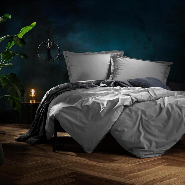Actual product image Lorena Uni Maco-Sateen Bed Linen Classic Standing Hem (Bedding set, 155x220 cm + 80x80 cm)