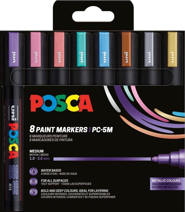 Posca Marker UNI PC-5M 8er Set Metallic (Multicoloured, 2.50 mm, 8 x)