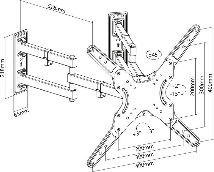 Actual product image equip Wall mount bracket 23"-55" TV&Monitor full movable (Wall, 55", 45 kg)