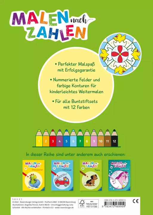Produktbild Ravensburger Malen nach Zahlen ab 3 Jahren Ostermandalas - 24 Motive - Malheft für Kinder -
