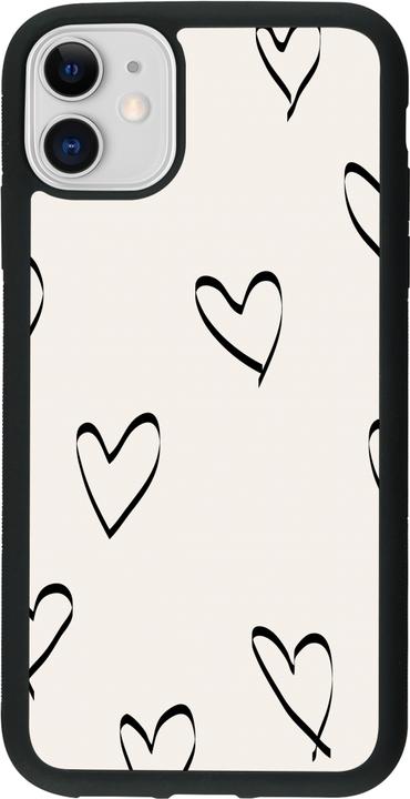 Produktbild PhoneLook Hülle Silikon schwarz Valentine 2023 minimalist hearts (Apple iPhone 11)