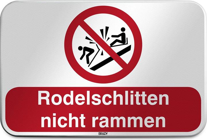 Actual product image Brady P/P047/DE106/RFLBD-600X400-1, ISO safety sign - Do not ram sledges, aluminium