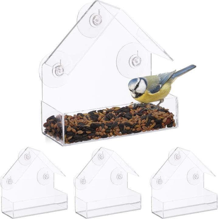 Produktbild Relaxdays 4x Fenster-Vogelfutterhaus