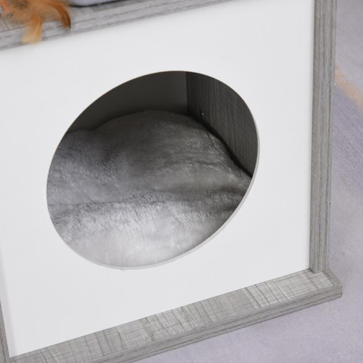 Immagine prodotto PawHut Albero per gatti con tana di coccole (62 cm, Grigio)