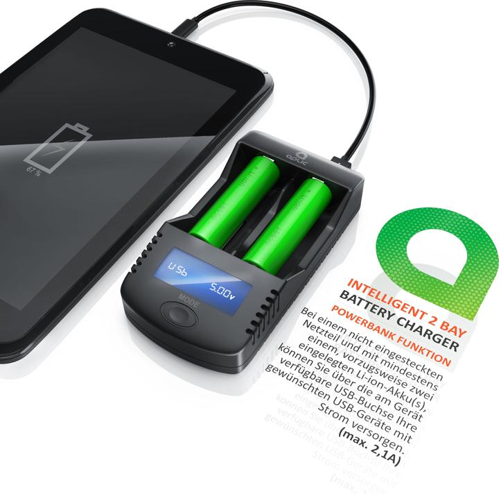 Produktbild Aplic Power Akku Ladegerät, Akku Ladestation, Batterieladegerät, Mikroprozessorgesteuerte Ladetechnologie (1 Stk., 14500, 16340, 18650, 26650, Ladegerät ohne Akku)