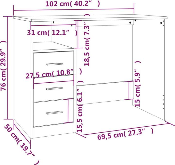 Produktbild VidaXL Lalu (102 x 50 x 76 cm)