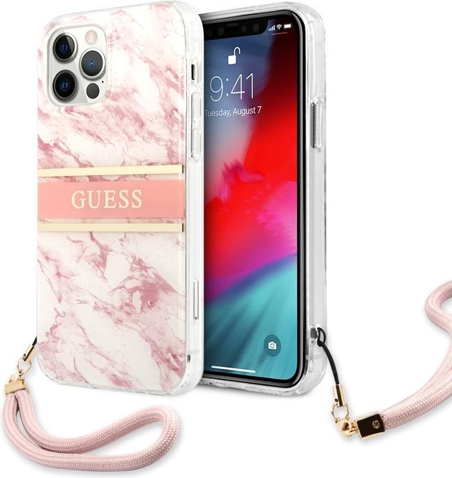 Immagine prodotto Guess Manicotto con cinturino in marmo, serie rosa (Realme 12 Pro+, Apple iPhone 12)