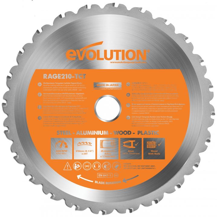Produktbild Evolution Kreissägeblatt zu Rage 3 "S" 210 mm