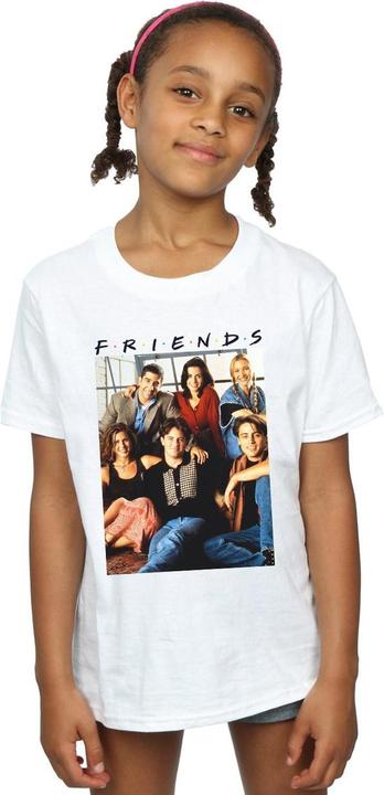 Actual product image Friends Girls Group Photo Window Cotton T-Shirt (140, 146)