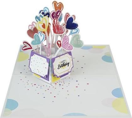 Actual product image MU Classic 3D Pop-Up Geburtstags Glückwunschkarte - Ballonherzen (1 pcs.)
