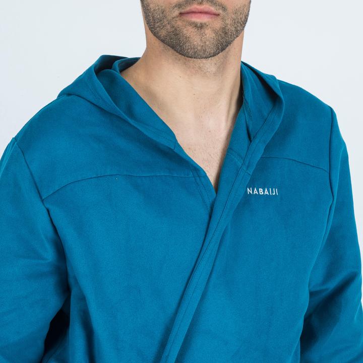 Immagine prodotto Nabaiji Accappatoio da uomo con cappuccio in microfibra compatto - blu scuro (XS)