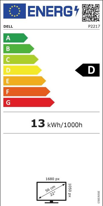 Energie-Label Dell P2217 (1680 x 1050 Pixel, 22")