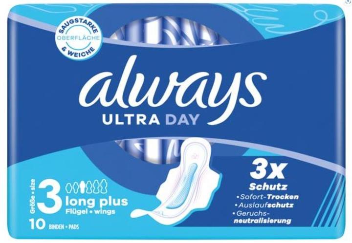 Produktbild Always Ultra Binde Long Plus mit Flügeln (10 x, Damenbinden)