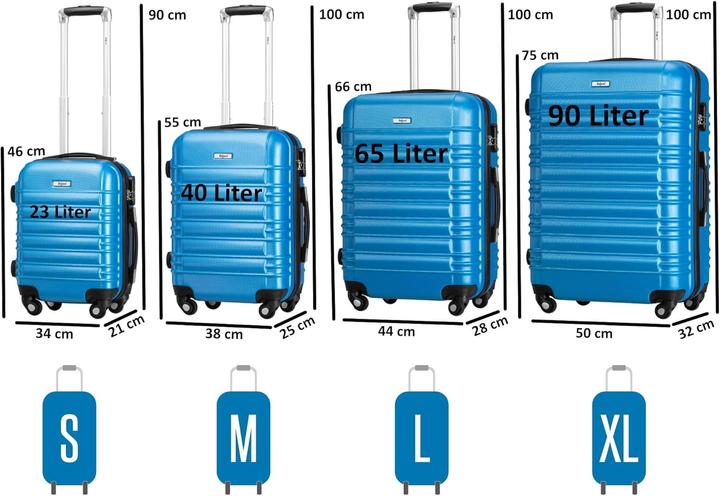 Immagine prodotto Zelsius 4-tlg. Hartschalenkoffer Set (Bagaglio a mano (fino a 50 litri), M (50 - 90l), L (90 - 115l))