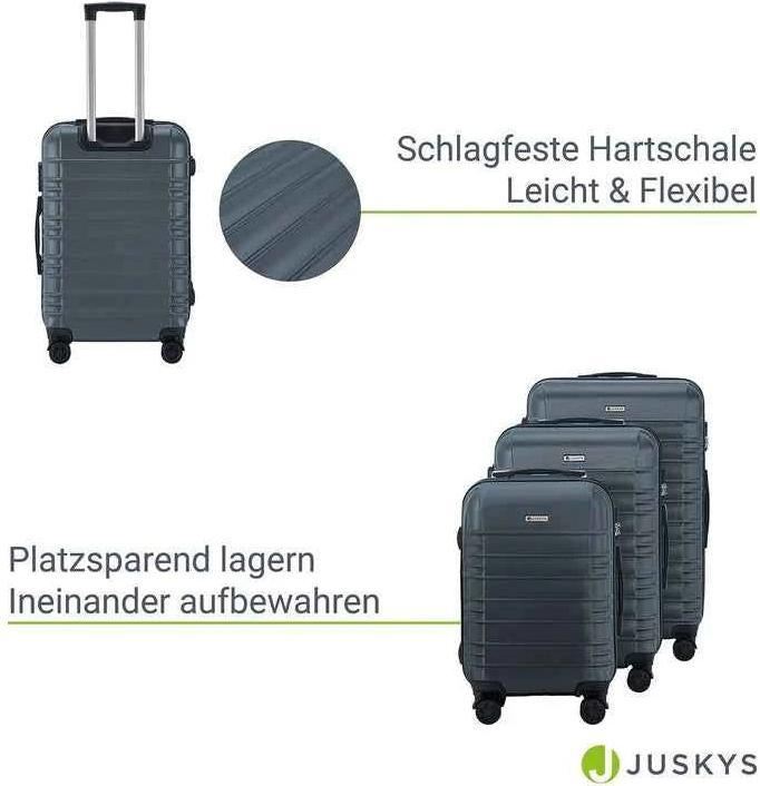 Actual product image Juskys 3-teilgies Hartschalen-Kofferset (120 l, M (50 - 90l), L (90 - 115l))