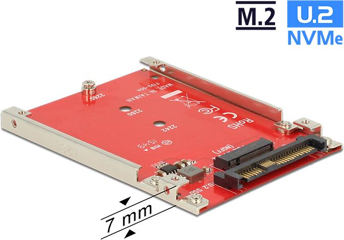 Produktbild Delock Konverter U.2 Mini SAS HD SFF-8639 > M.2 Key M PCIe mit 2.5" Rahmen 7 mm