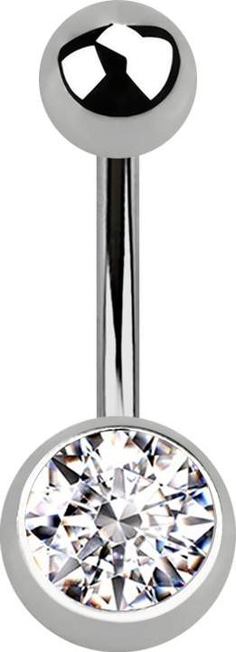 Immagine prodotto Star Piercing Banana sterile d'argento con sfera e cristallo d'argento (Titanio G23, senza ottone)