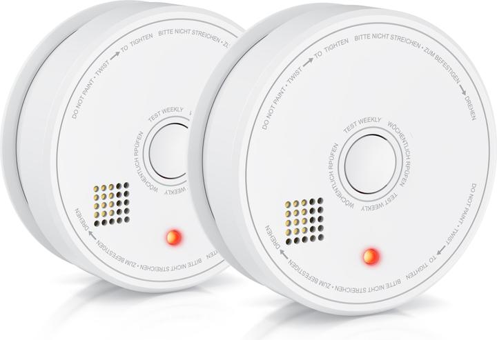 Brandson 2x Rauchmelder, wechselbare 9V Blockbatterie, Smoke Detector, LED, TÜV geprüft, EN14604 Zertifiziert