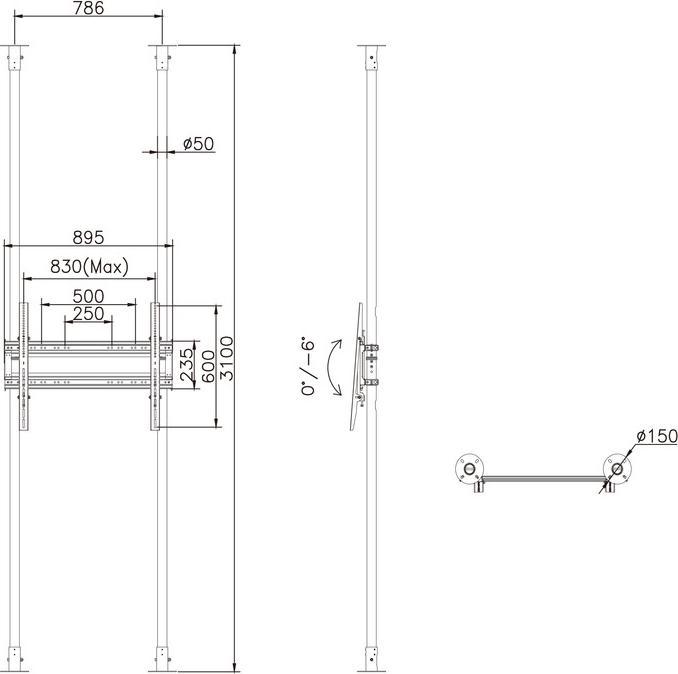 Produktbild Multibrackets Boden-Deckenhalter mit Dopperrohr, VESA 200x