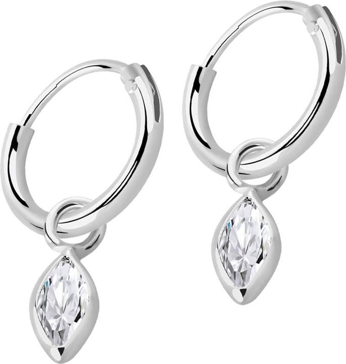 Star Piercing Ohrring silber rund Anhänger ovaler Kristall silber (925 Sterlingsilber, ohne Messing)