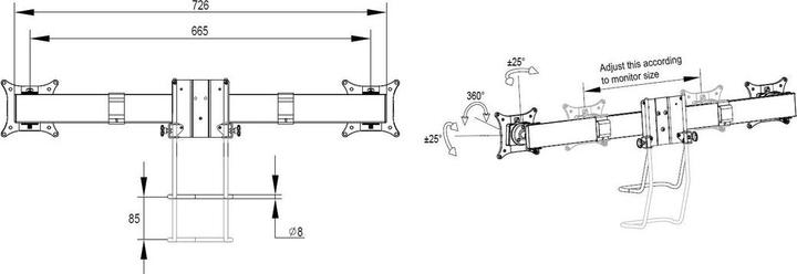 Produktbild Multibrackets Duo Extension (Tisch, 28")
