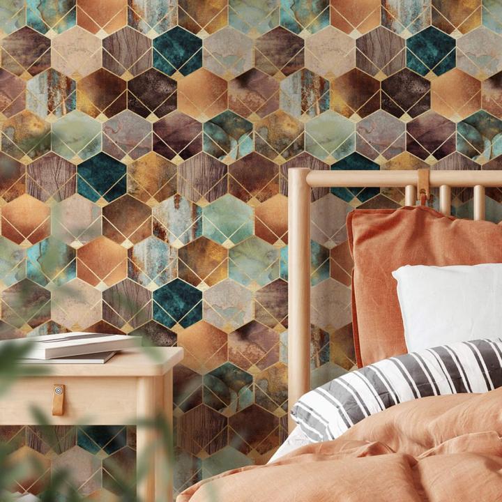 Produktbild Trenddeko Hexagone: Gold und Kupfer