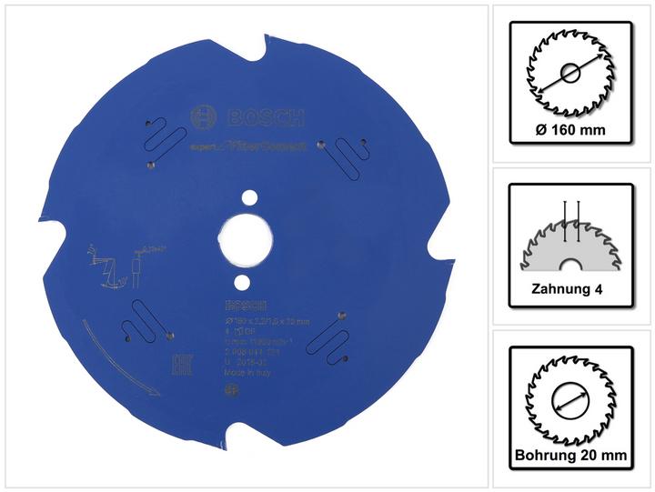 Actual product image Bosch Professional Zubehör Expert circular saw blade for fibre cement, 160 x 20 x 2.2 mm, 4