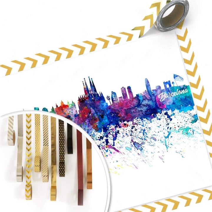 Produktbild Trenddeko Barcelona Aquarell Skyline (100 x 80 cm)