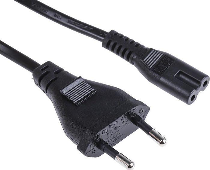 Actual product image Rs Pro Mains cable, A IEC C7 / socket, B Euro plug type C / plug, 2.5 A, 1.5m black, 250 V (1.50 m)
