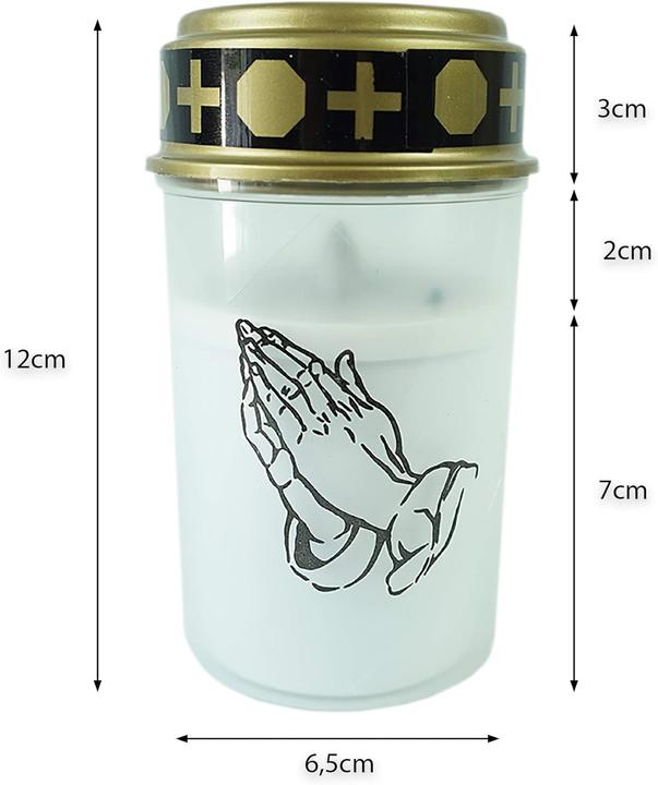 Produktbild Novaliv LED Grablicht weiss Dauerbrenner Flackereffekt inkl. Batterien Grabkerzen Friedhofskerze Gedenkkerze (4 Stk.)