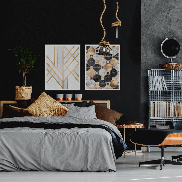 Produktbild Trenddeko Art Deco: Gold und Schwarz (80 x 100 cm)