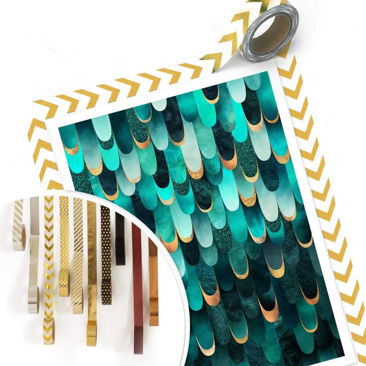 Actual product image Trenddeko Turquoise feathers (24 x 30 cm)