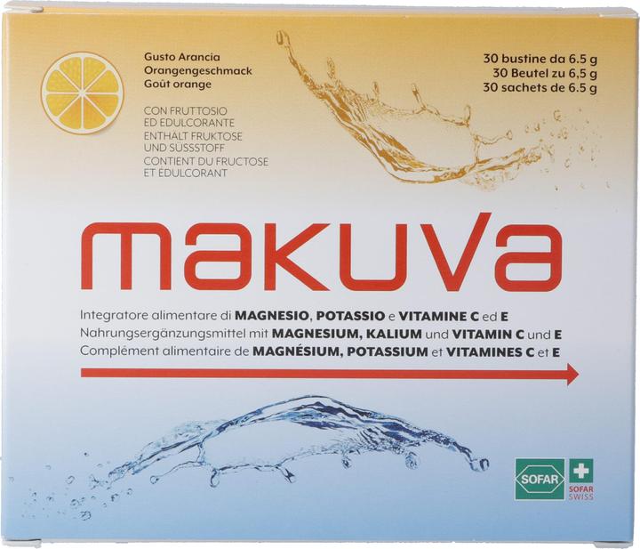Immagine prodotto Makuva Sapore di arancia con magnesio, potassio e vitamina C ed E Plv (30 Pezzo/i, 6.50 g)