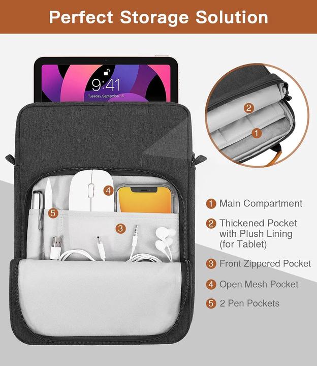 Image du produit Only-Bags.Store Tablet Shoulder Sleeve Bag for iPad, Galaxy Tab, Laptop Bag Handbag Birefcase, 13.3 inch (13.30")