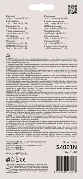 Image du produit Emos Kit universel de cordons de mesure S4001N pour multimètre