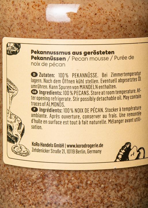 Nährwerte und Zutaten KoRo Pekannussmus aus gerösteten Pekannüssen (500 g)
