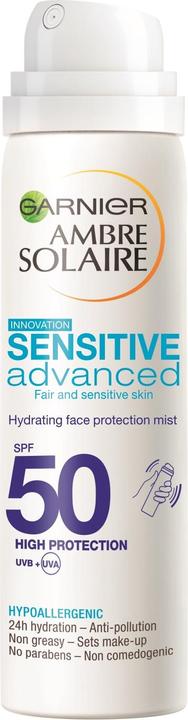 Immagine prodotto Garnier Ambre Solaire - Sensitive Adv. Sun Protection Mist Face 75ml - SPF 50 (Spray solare, SPF 50, 75 ml)